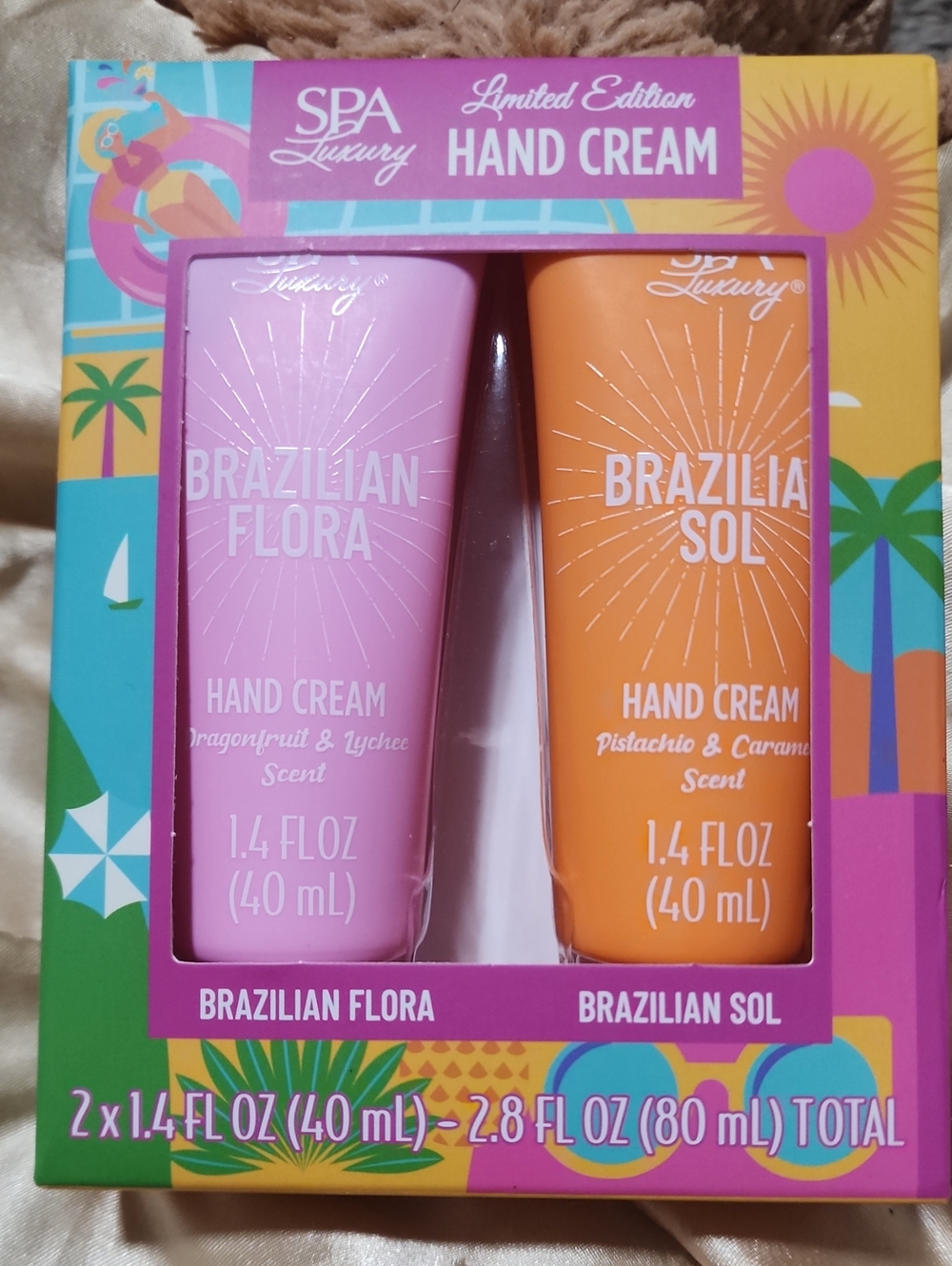 Spa Luxury Brazilian Flora & Sol Hand Cream Duo - Pink & Orange